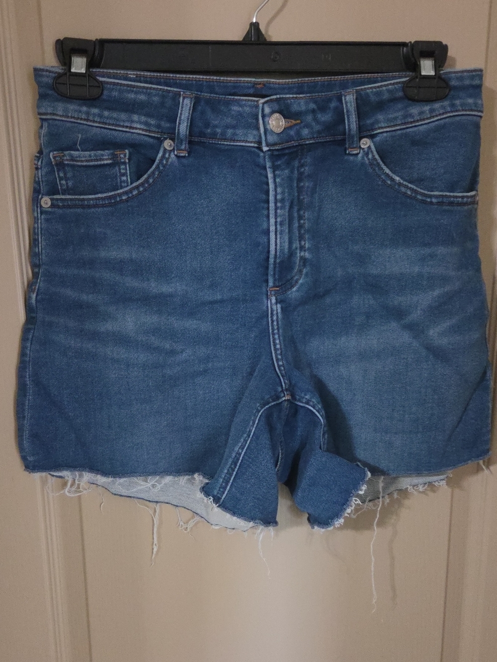 Express Mid-Blue Denim Cutoff Shorts